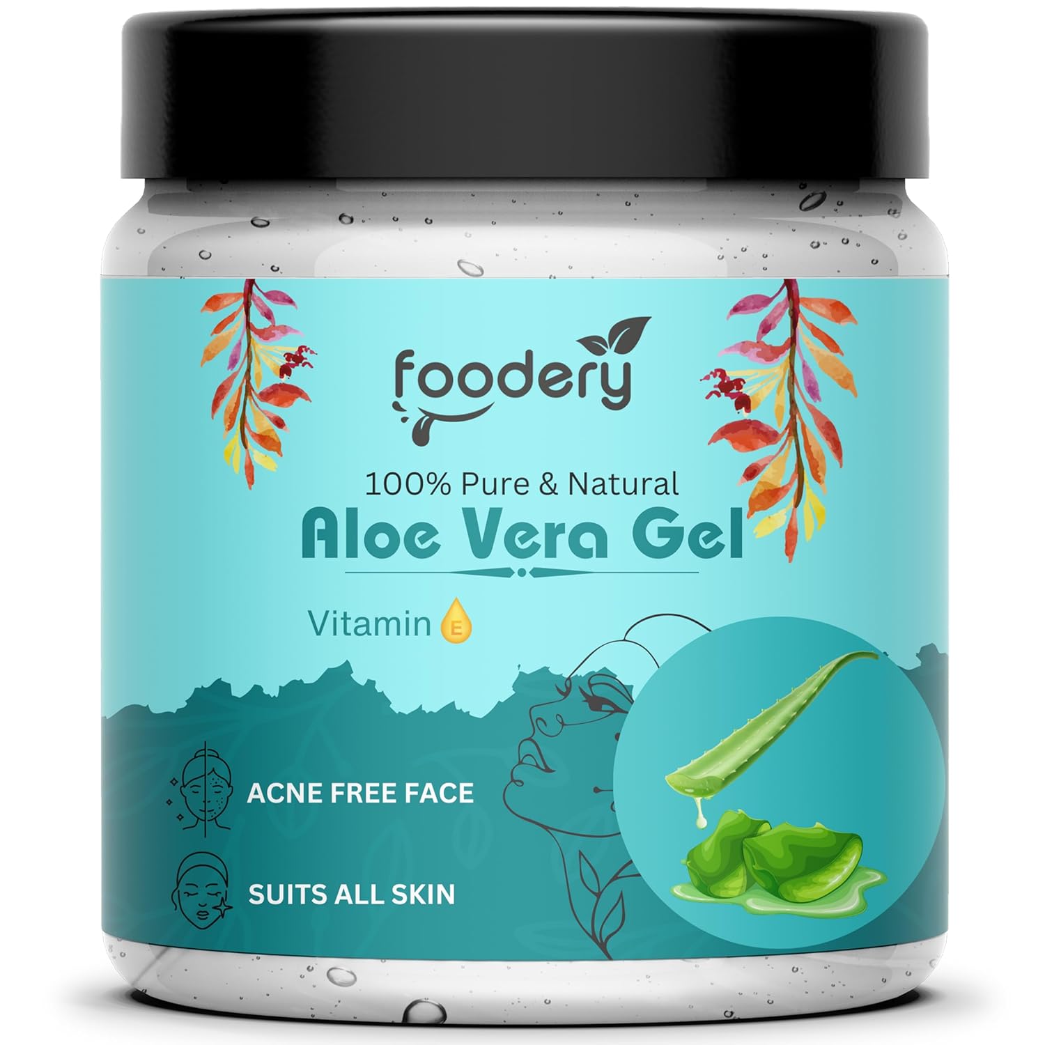 Foodery Aloe Vera Gel For Face, with Pure Aloe Vera & Vitamin E for