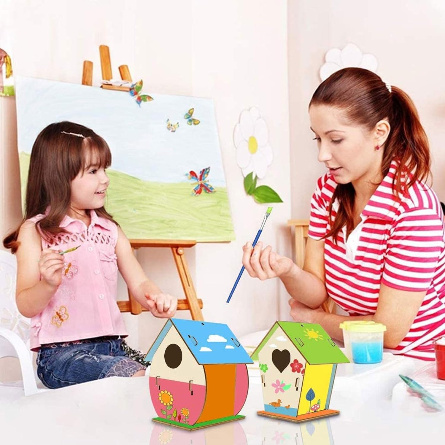 Kit Maison Oiseau Heyzeibo 5 Pièces - DIY Pour Enfants, Peinture Non Toxique, Cadeau Pâques Ou Anniversaire