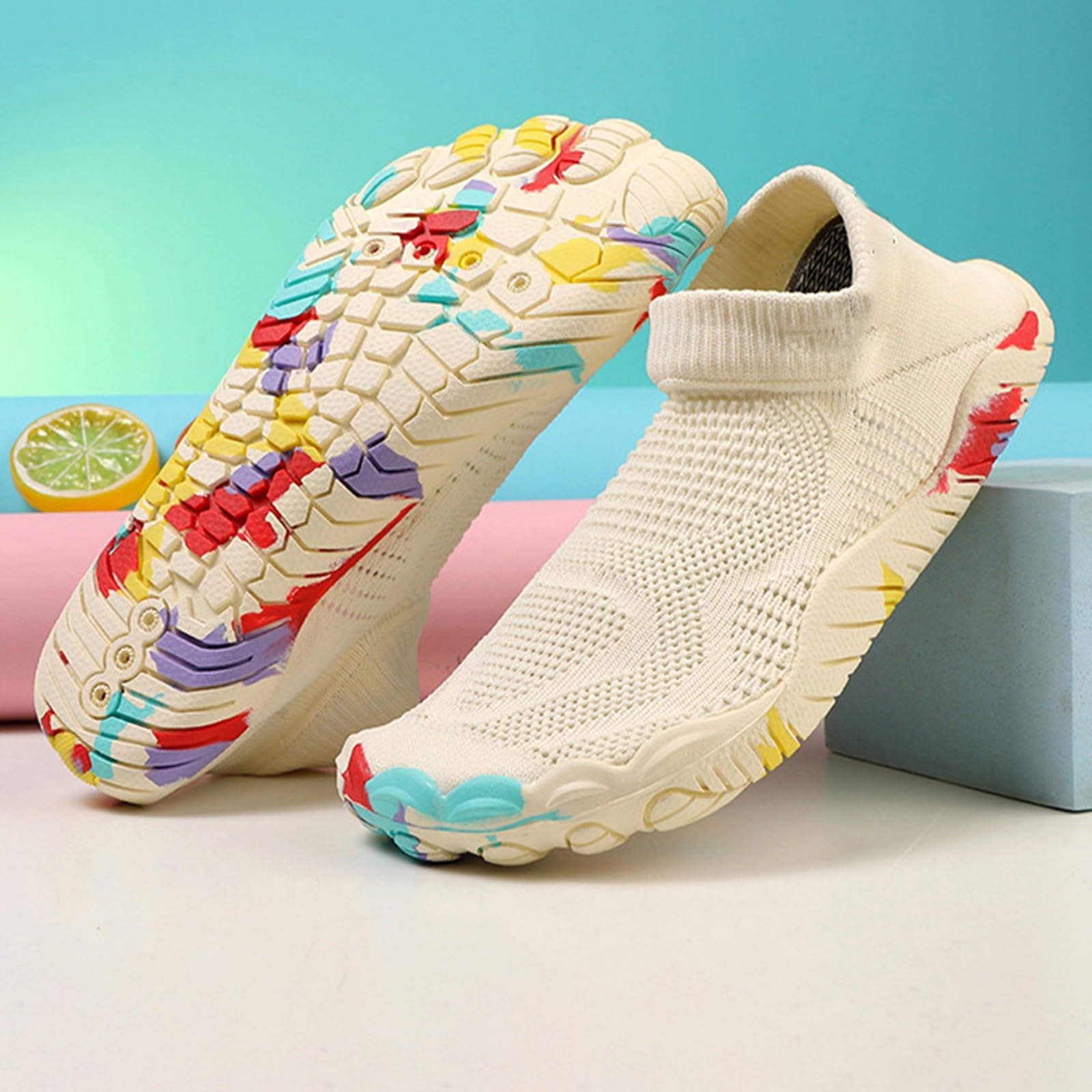 SKFLABOOF Wasserschuhe Damen Barfußschuhe Wasserdicht Schwimmschuhe Weich Leicht Traillaufschuhe Fitnessschuhe Mit rutschfest Sohle Schnell Schuhe Sommer Trocknend Badeschuhe Herren