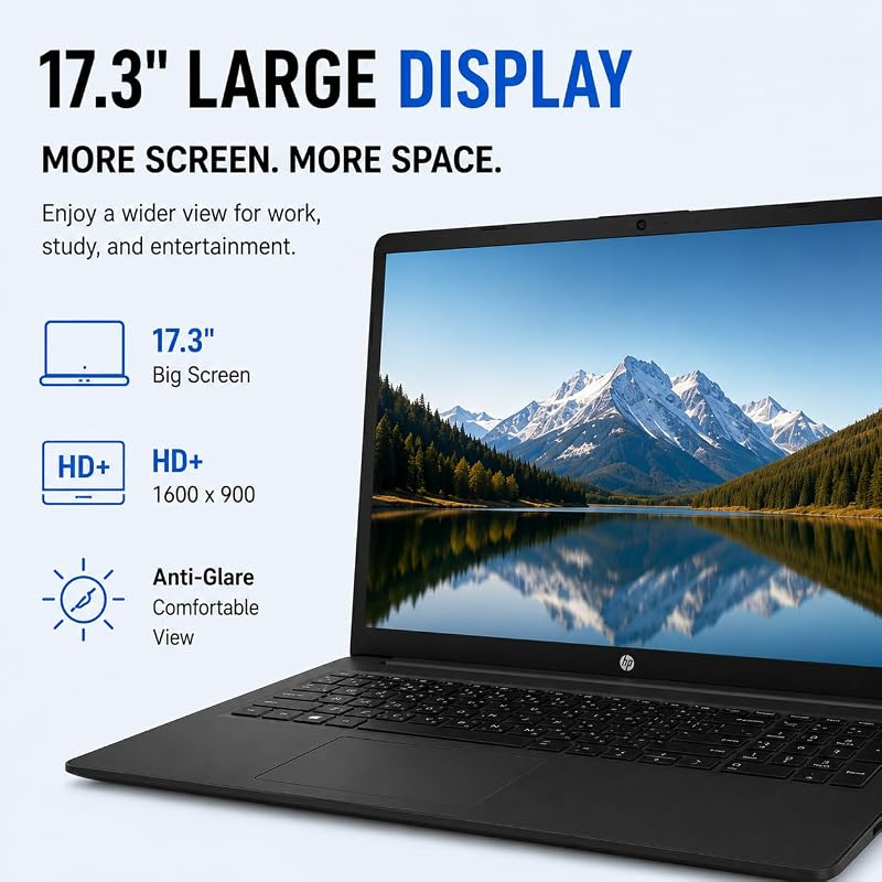 HP 17.3" Large Screen Business Laptop, Intel Core 5 120U Processor (Up to 5.0GHz), 16GB RAM, 1TB SSD, Numeric Keypad, Windows 11, Ideal for Home Office & Remote Work image 2