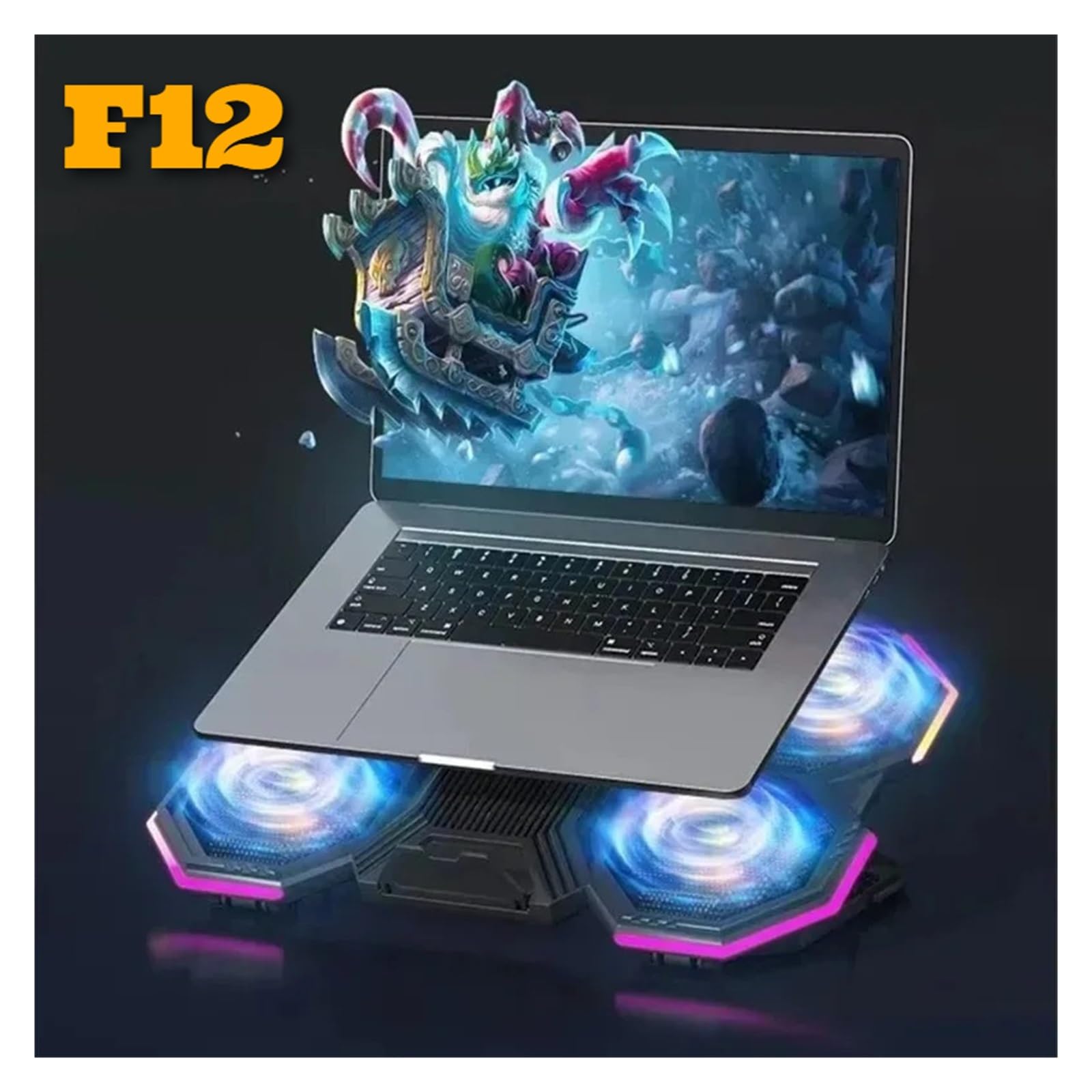 F12 Laptop Gaming Dispositivo di Raffreddamento Raffreddato Ad Aria con Supporto for Cellulare Luce RGB 6 Ventole di Raffreddamento 2 Porte USB Staffa for Radiatore for Notebook di Sollevamento
