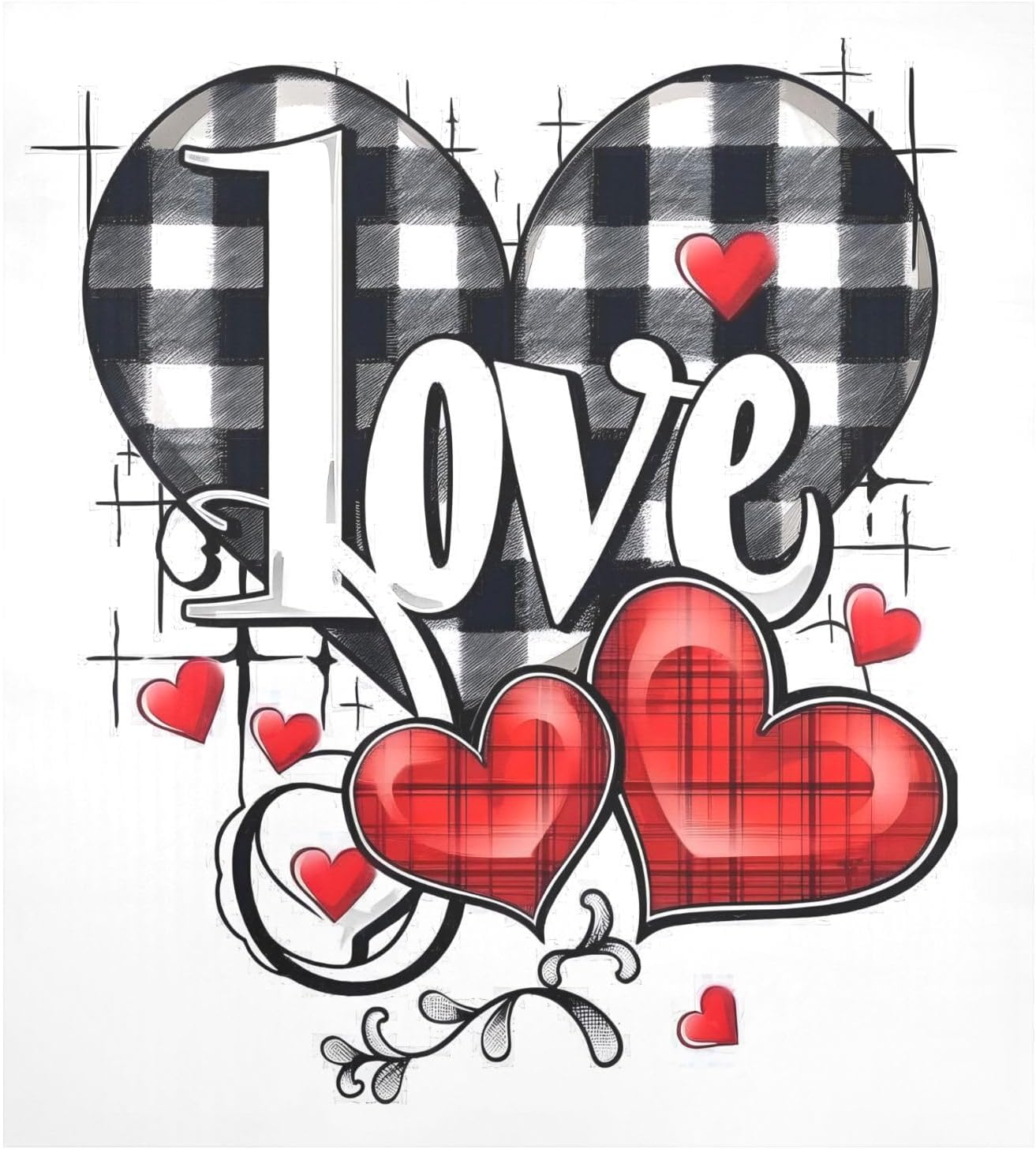 Dishwasher Magnet Cover Large Magnetic Stickers Love Words Plaid Front Dishwasher Cover Reusable Decal for Home Kitchen Refrigerator Decorative Lid Washing Machine Laundry