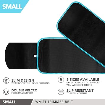 Day 1 Fitness Premium Durable Waist Trimmer Belt for Weight Loss, Abdominal Training - 5 Size Options, Small to XXL - Unisex