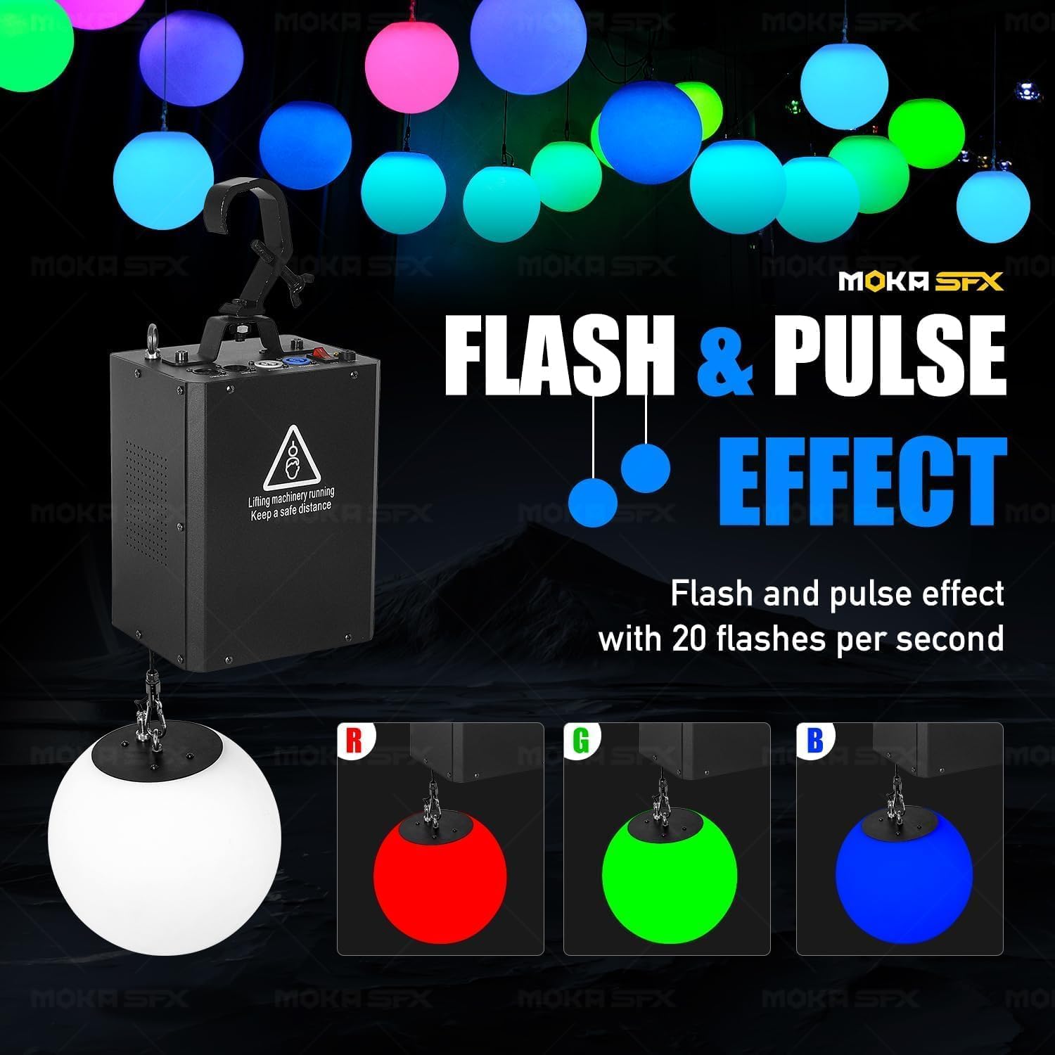 MOKA SFX Kinetic Light Control Modes: Auto, Sound Control, DMX Console