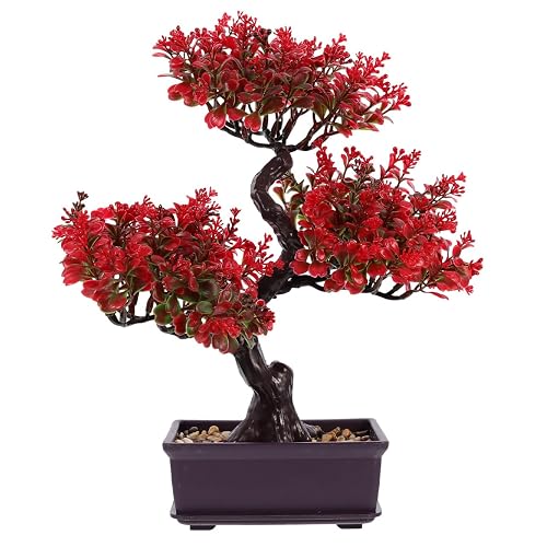 Cabilock Artificial Bonsai Tree Decor, 14.17 Inch Small Fake Plant