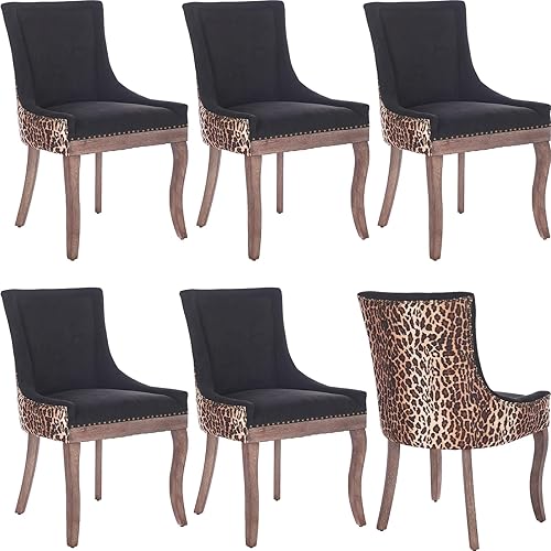 Miniatura 38 de Juego de 4 sillas de comedor tapizadas, sillas de cocina de tela con ribete de cabeza de clavo, sillas de cocina y comedor con respaldo alto, patas