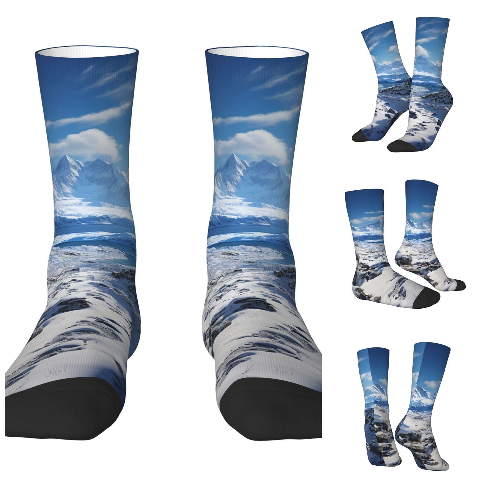 LZQPOEAS Spectacular snowy mountains Athletic Socks Unisex Cushioned Crew Socks Hiking Running Calf Sock Soft Above Ankle Sock