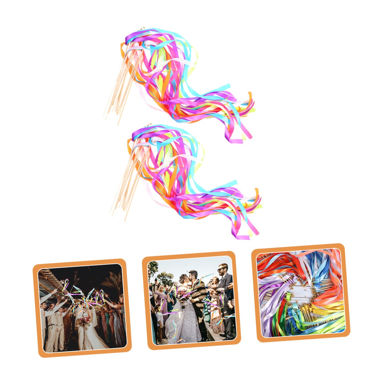 40stücke Hochzeitsdekoration Bunte Handgehaltene Zauberstäbe Mit Glöckchen Für Feiern Hochzeiten Und Partys Leichte Qualitativ Hochwertige Satinbänder Zufällige Farben