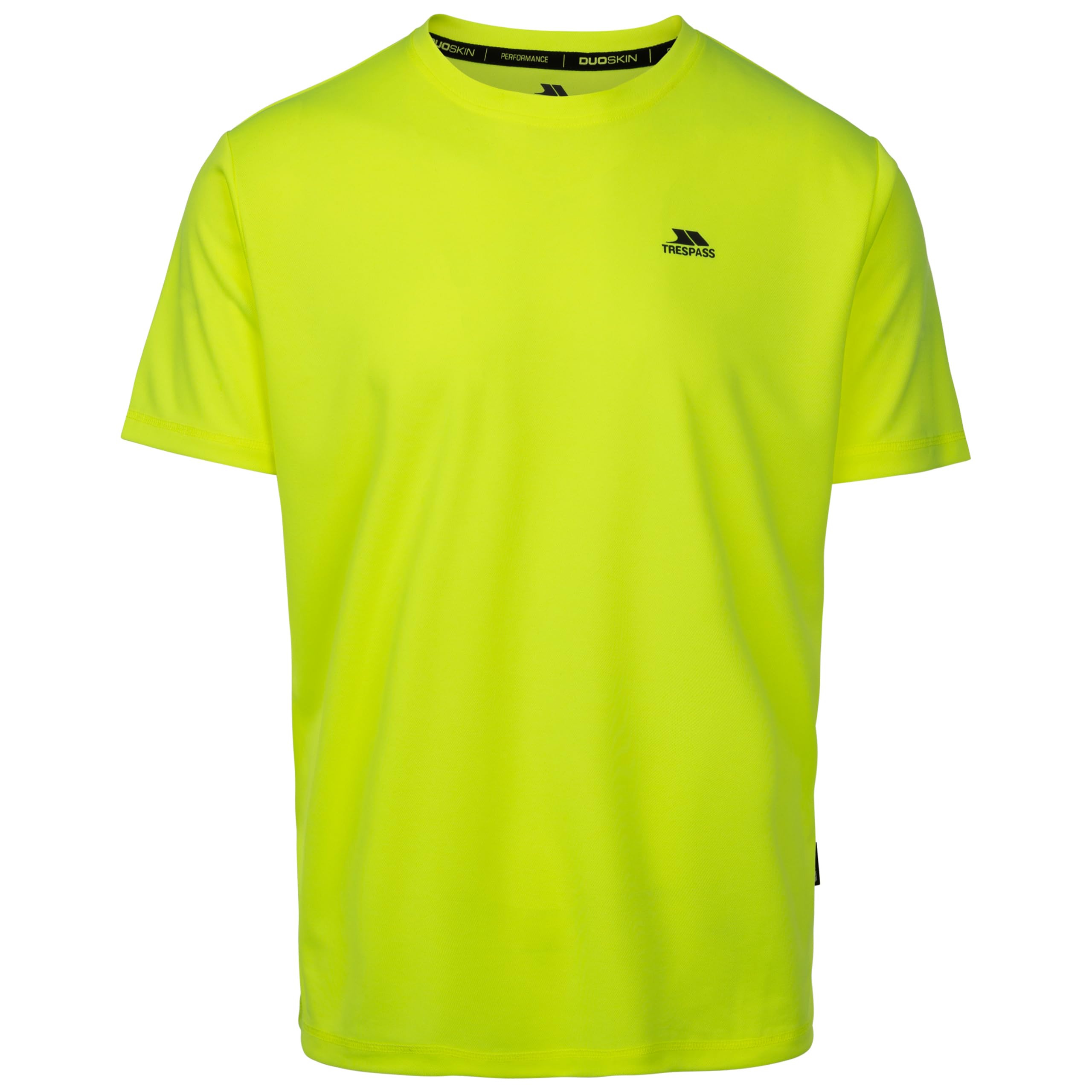 Trespass Men's Hi Visibility Yellow Sports Active Top Landford - Short Sleeve Fitness Gym Shirt