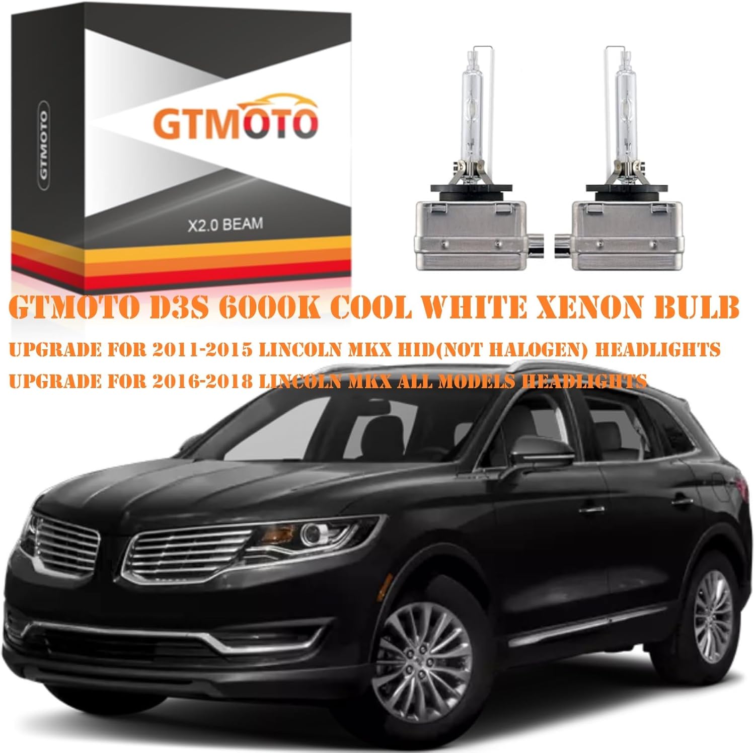 for 2010 2011 2012 2013 2014 2015 2016 2017 2018 2019 Lincoln MKT Headlights D3S Xenon HID Bulbs, MKC MKS 7L7Z-13N021-A Bi-xenon Headlamp, 6000K Bright White 35W OEM D3SC1 Light, 2-Pack