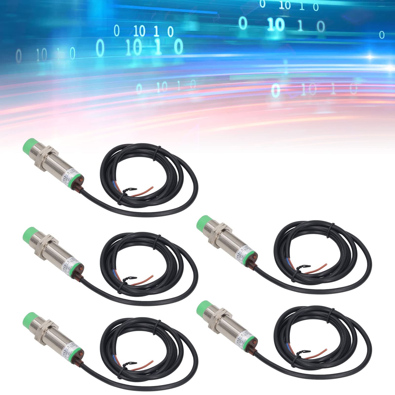 Interruttore di prossimità 5 pezzi - 2 fili normalmente aperti M18 x 1 Sensore filettato CA da 90 a 250 V da 10 a 200 mA 8 mm Distanza di rilevamento Frequenza 68 Hz IP65 Custodia