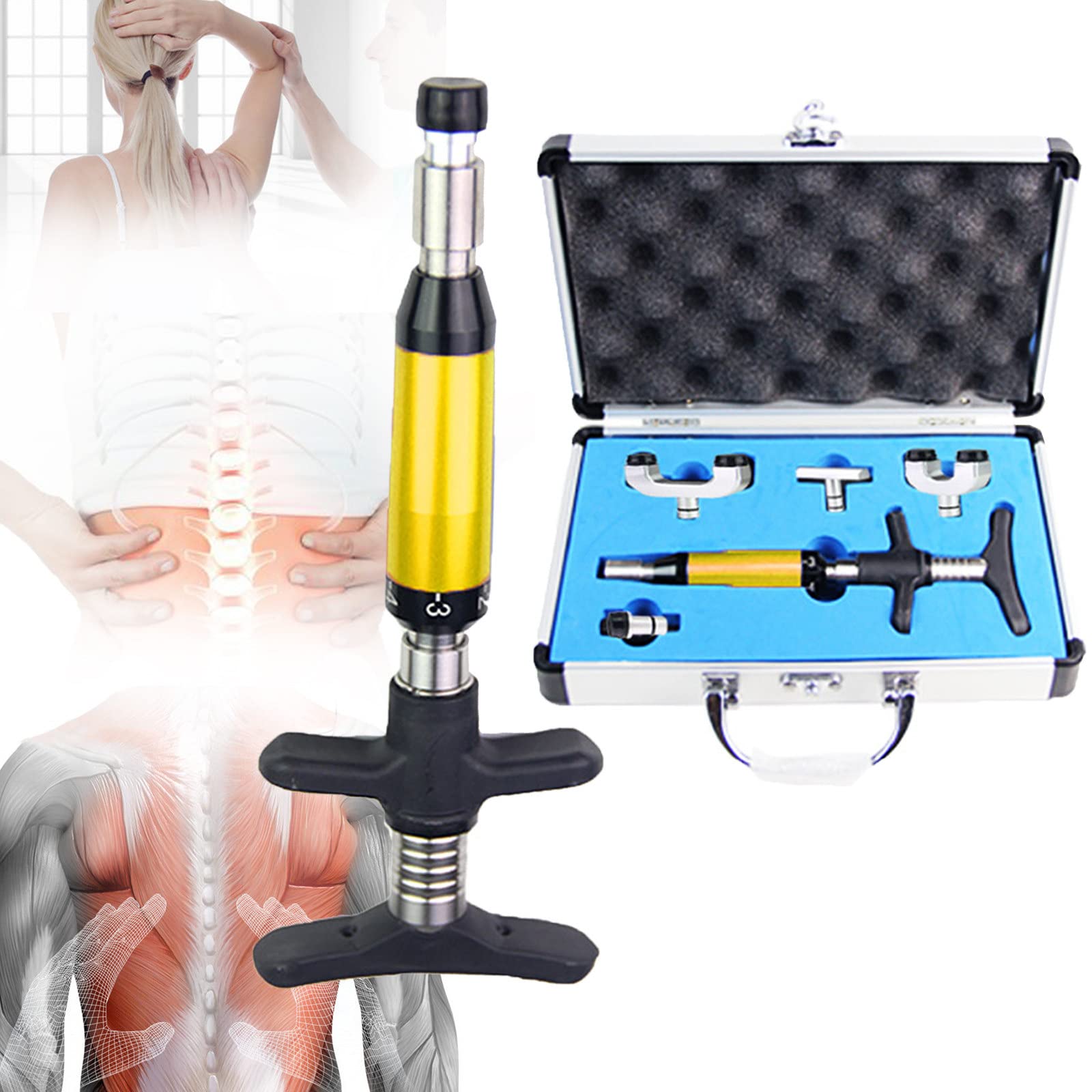 RęCzne NarzęDzie Chiropraktyczne,6 PoziomóW RęCzne NarzęDzie do Regulacji KręGosłUpa Chiropraktyka GłęBoko KojąCy Masaż Stresowy Dla Regulatora Skoliozy MasażEr KręGosłUpa,Yellow
