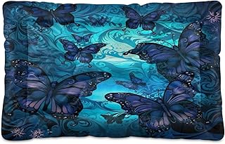 Kigai Retro Butterfly Dog Bed Machine Washable Pet Bed Mattress Comfortable Soft Pet Bed Mat Non-Slip Bottom Couch for Small Medium Dogs,36x24 Inch
