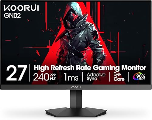 KOORUI Monitor QHD para juegos de 27 pulgadas, 144 Hz, IPS, 1 ms, DCI-P3 90% gama de colores, compatible con FreeSync G-Sync, (2560 x 1440, HDMI,