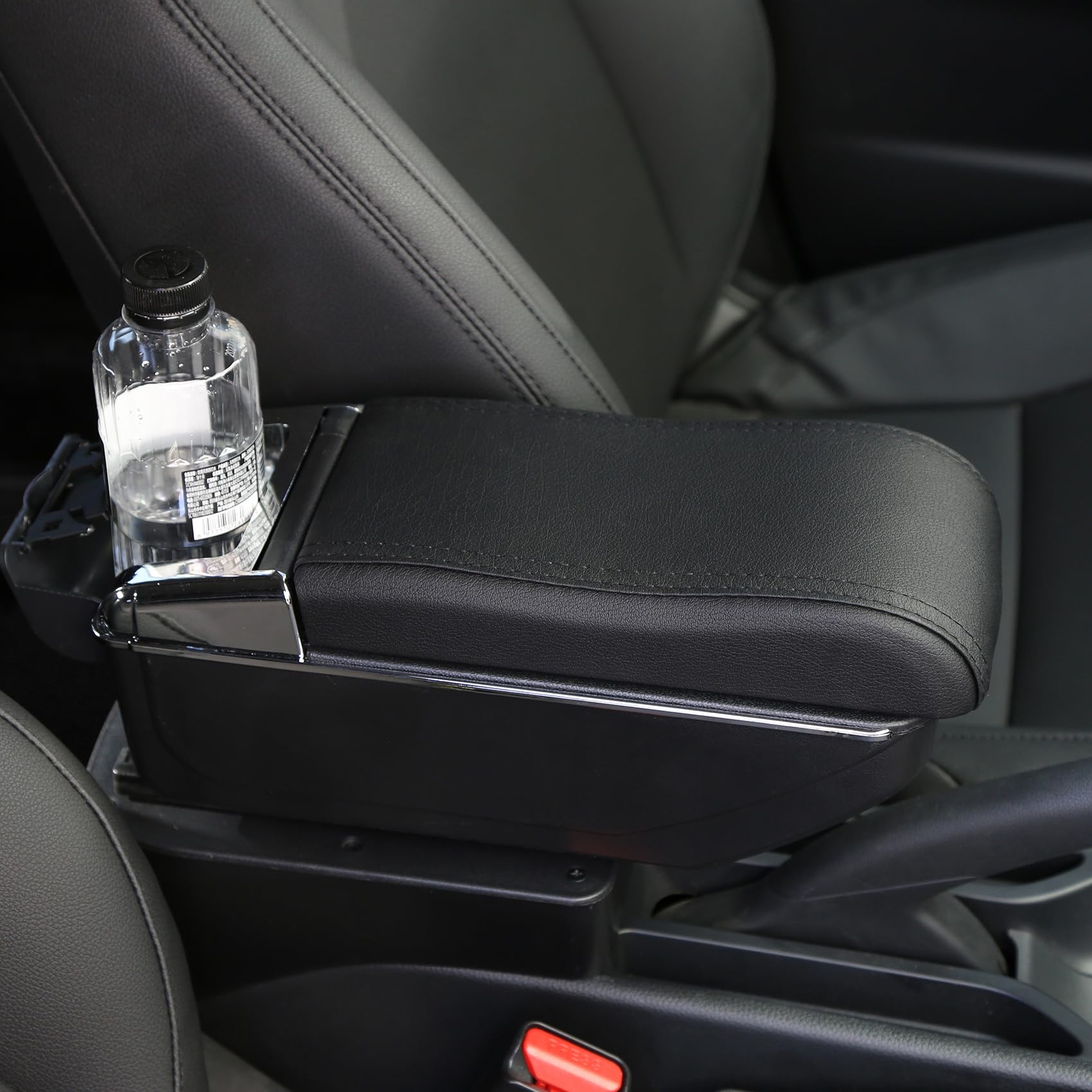 YJYWZH Accoudoir pour Peugeot 208/2008 2019-2026 Centrale Console Rangement | avec Porte-gobelet,Accoudoir console centrale,Double rangement,Cuir PU,Installation facile,Accessoire voiture intérieur,Noir