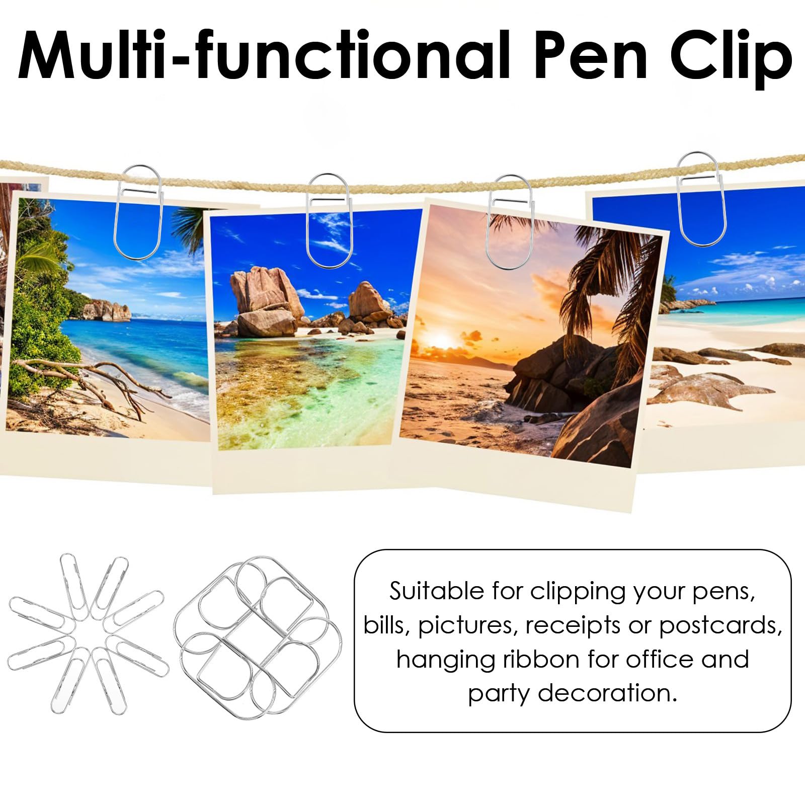 16 clips de metal para bolígrafo, para cuaderno, clips para bolígrafos, diarios, libros, suministros de oficina, dorado/plateado