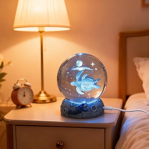 Miniatura 6 de Figura de bola de cristal 3D, 2.4 pulgadas, regalo de bola de vidrio de océano para mujeres, exhibición de escultura, recuerdos de pisapapeles para