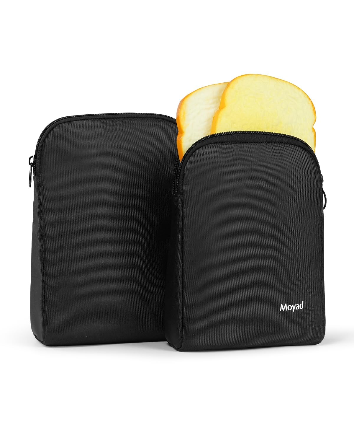 Moyad Reusable Sandwich Bags 2 Pack, Insulated Snack Bag for Lunch Bag, BPA Free Lunch Snack Pouch for Men Women for Picnic, Travel, Office, Black