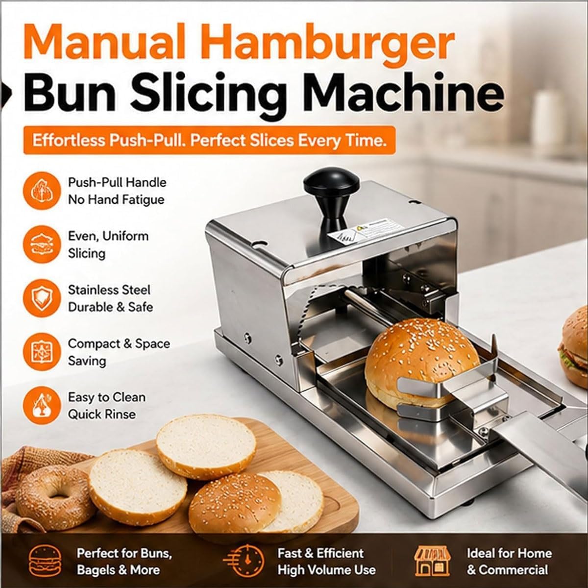Commercial Manual Hamburger Bagel Bun Slicing Machine For bakeries