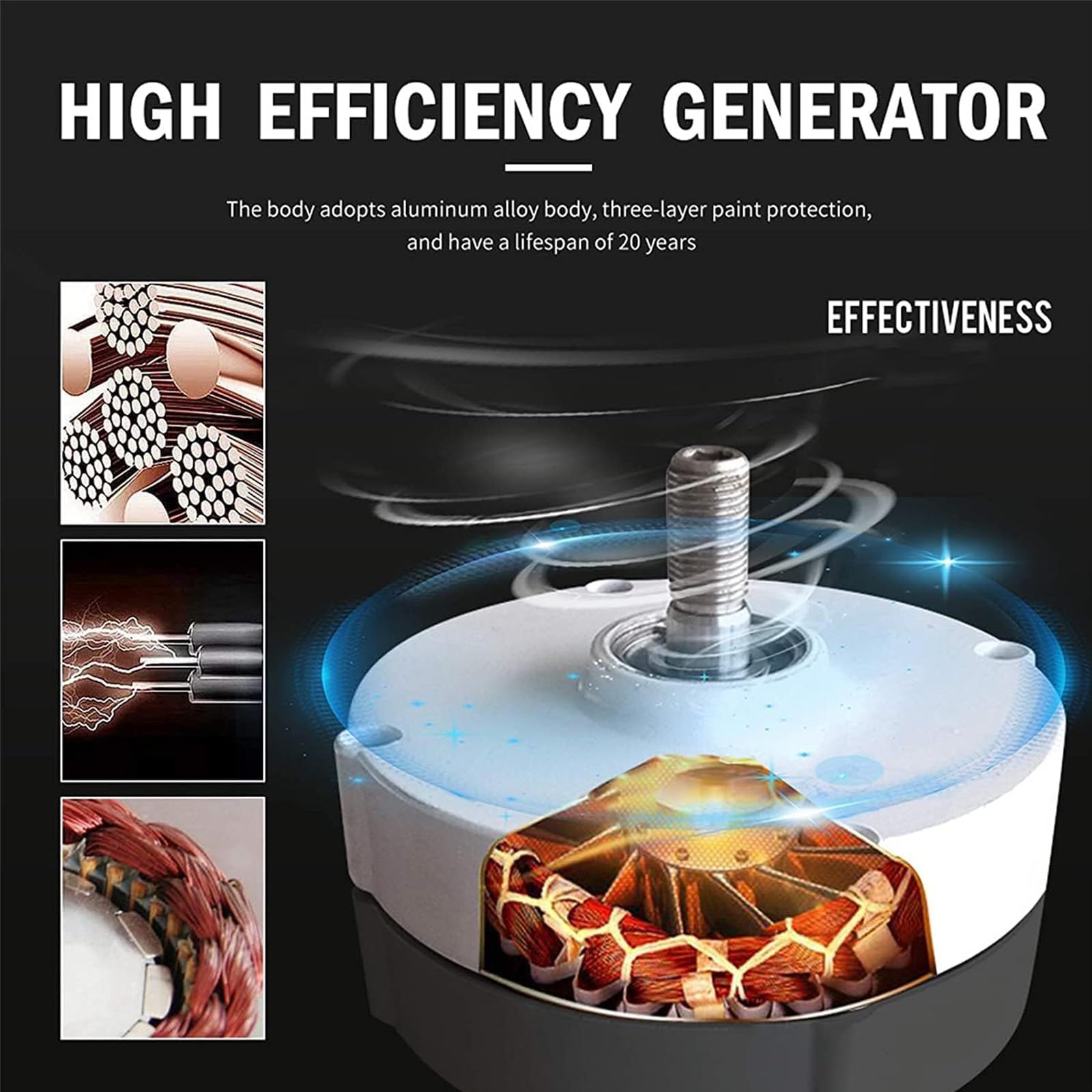 5000W 9000W Sin Ruido Generador de turbina eólica Vertical, 12V 24V 48V 3 Cuchillas Levitación Magnética Vertical Generador De Viento Vertical con Controlador MPPT 5000W-12V