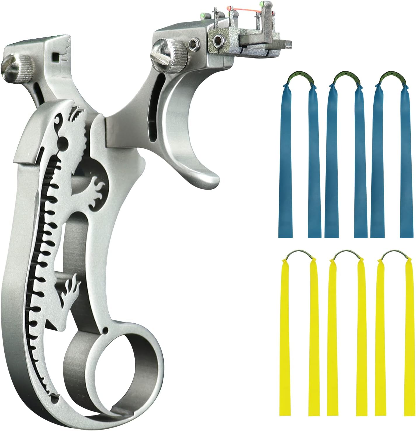 Stainless Steel Sling Shots for Hunting Professional Slingshot for Adults with Aiming Sight 6 Slingshot Bands Flat for Outdoor Shooting Sports