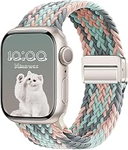 Hinnwer Braided Strap for Apple Watch Bracelet 45mm 46mm 44mm 42mm 49mm, Nylon Bracelet with Magnetic Clasp Designed for iWatch Ultra 3 2 1 SE 3 2 1 Series 11 10 9 8 7 6 5 4 3 2 1 Grey Blue Pink