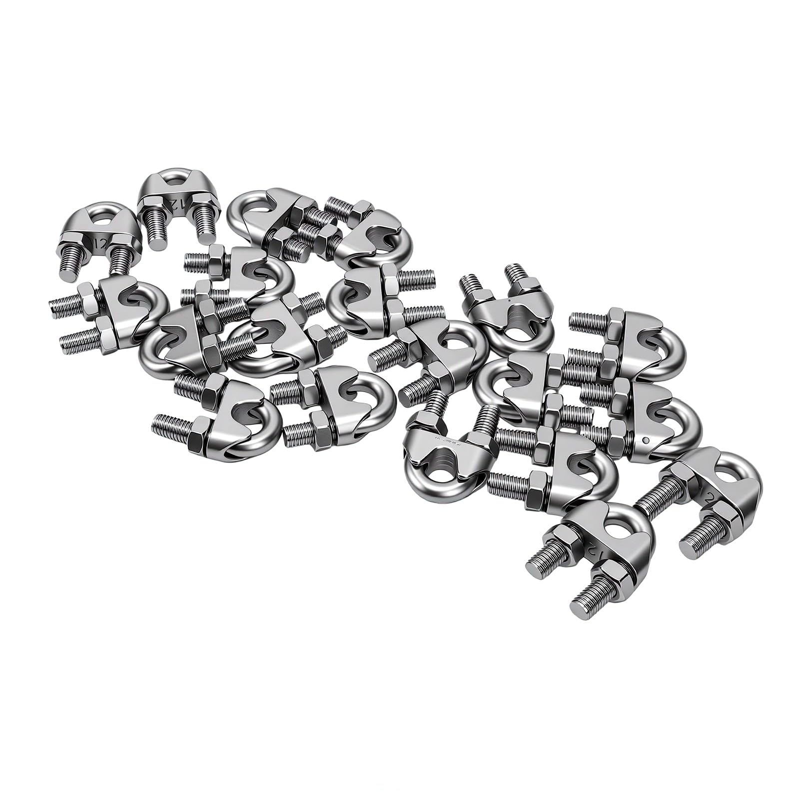 Jeffergarden Morsetto per Fune in Acciaio Inox 304, Staffa a U, 20 Pezzi per Applicazioni Marine