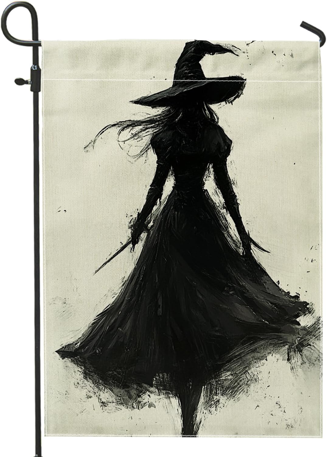 Halloween Goth Witch Garden Flags 12"x18" Double Sided for Outside, Black Gothic Witchy Front Yard Backyard Vertical House Flags, Anime Wiccan Burlap Lawn Flags Outdoor Decor