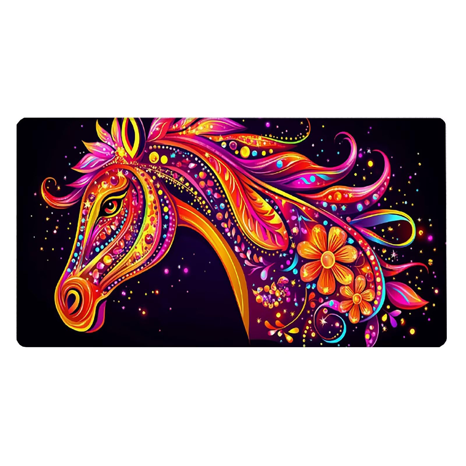 Tappetino Mouse XXL, 70x140cmx3mm Mouse Pad Impermeabile Grand, Gaming Tappetino Per Mouse, Base Antiscivolo in Gomma, Accessori Scrivania, Ufficio Accessori, Cavallo Nero JX6B-266
