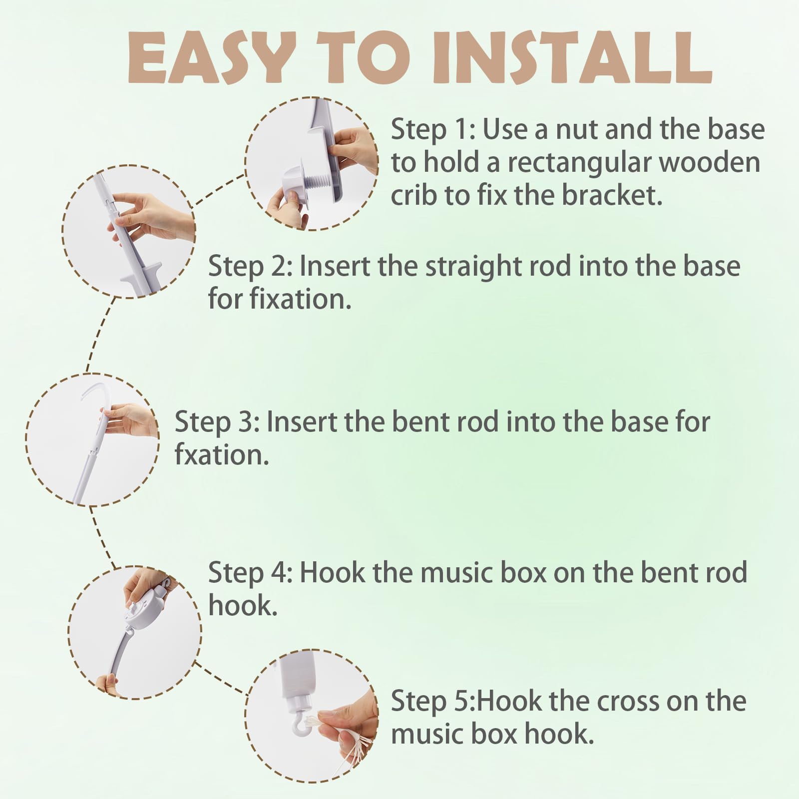 Coriver Baby Mobile Arm, Double Nut Adjustment and Fixation Cot Mobile Holder, Crib Mobile Bed Bell Frame - Image 3
