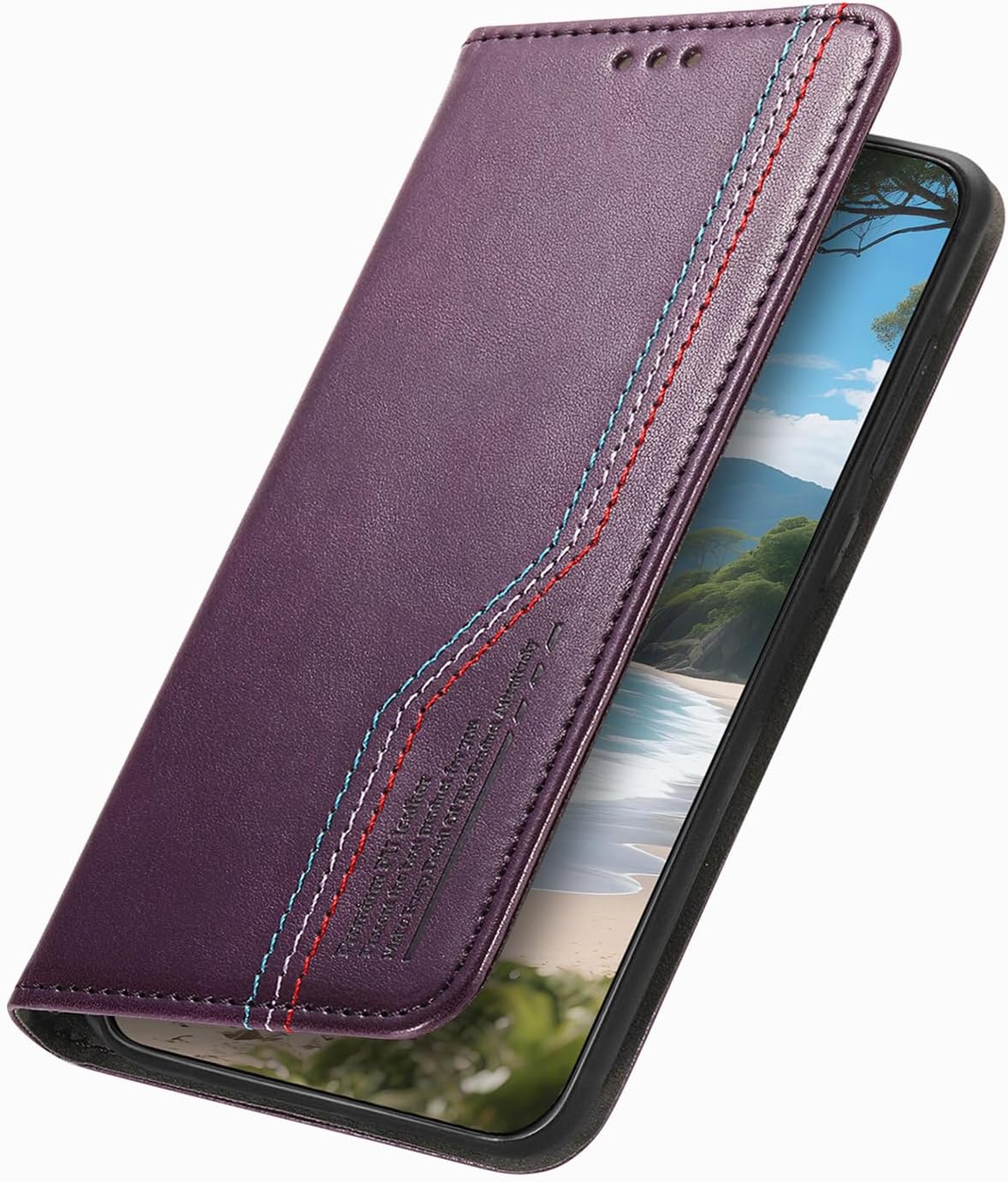 Compatible with Fairphone 6 5G Flip Kickstand Magnetic Closure Card Slot Wallet Phone Case Purple