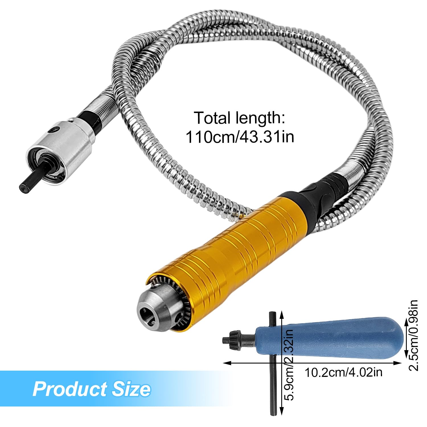 Arbre flexible,Câble d'extension, Arbre de perçage flexible, Accessoires pour Outils Rotatifs, Arbre de Perceuse avec Diamètre d'articulation de 6mm 43.3" de Longueur, pour Couper, Poncer