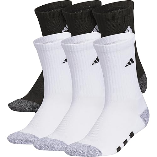 adidas Kids Cushioned Crew Socks for Boys & Girls (6 Pairs) Durable & Comfortable