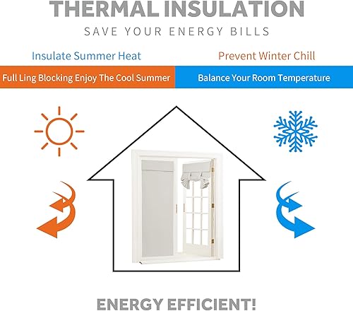 Miniatura 63 de RYB Home 2 paneles de cortinas de privacidad para puerta francesa, cortinas de oscurecimiento de habitación y cortinas con aislamiento térmico