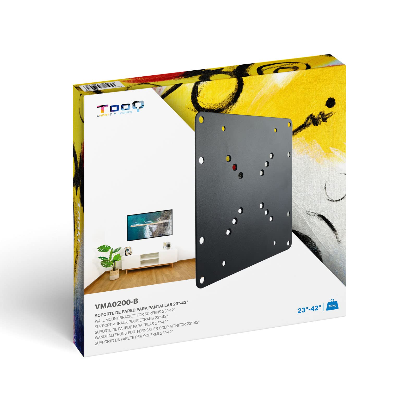 TooQ VMA0200-B adapter VESA 200 x 200 uniwersalny rozszerzenie do paneli od 23 cali do 42 cali 30 kg, czarny
