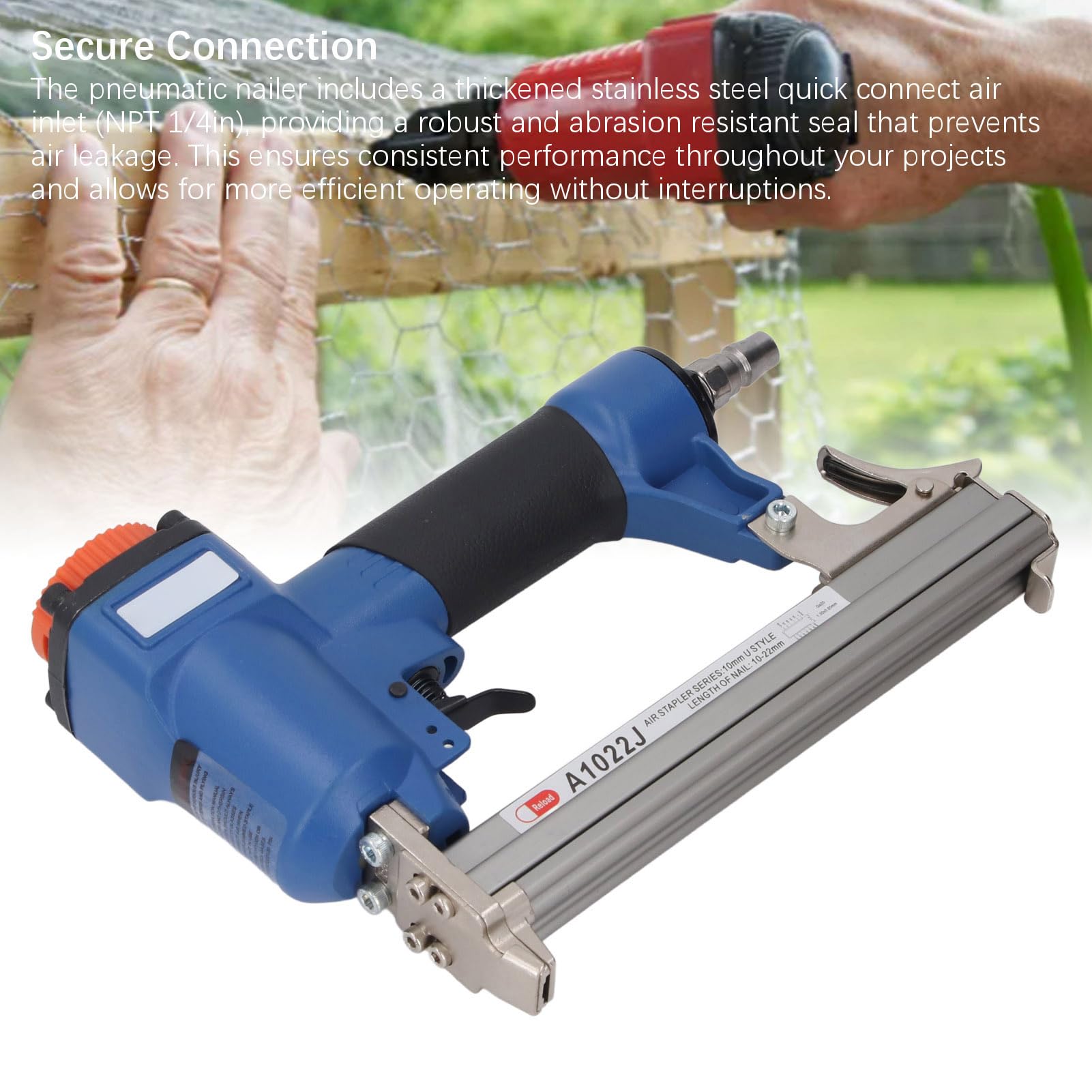 Pneumatyczne Brad Nailler Poręczy Ergonomiczna Ergonomiczna Wysoka wydajność 100pcs Pojemność 10 22 mm pistoletu paznokciowego do obróbki stolarskiej aluminium aluminium ze stali