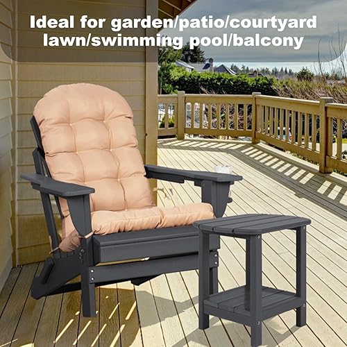 Miniatura 5 de LOENIY Adirondack - Mesa auxiliar para exteriores, mesa de patio pequeña de polietileno de alta densidad de 16.5 pulgadas con estante de