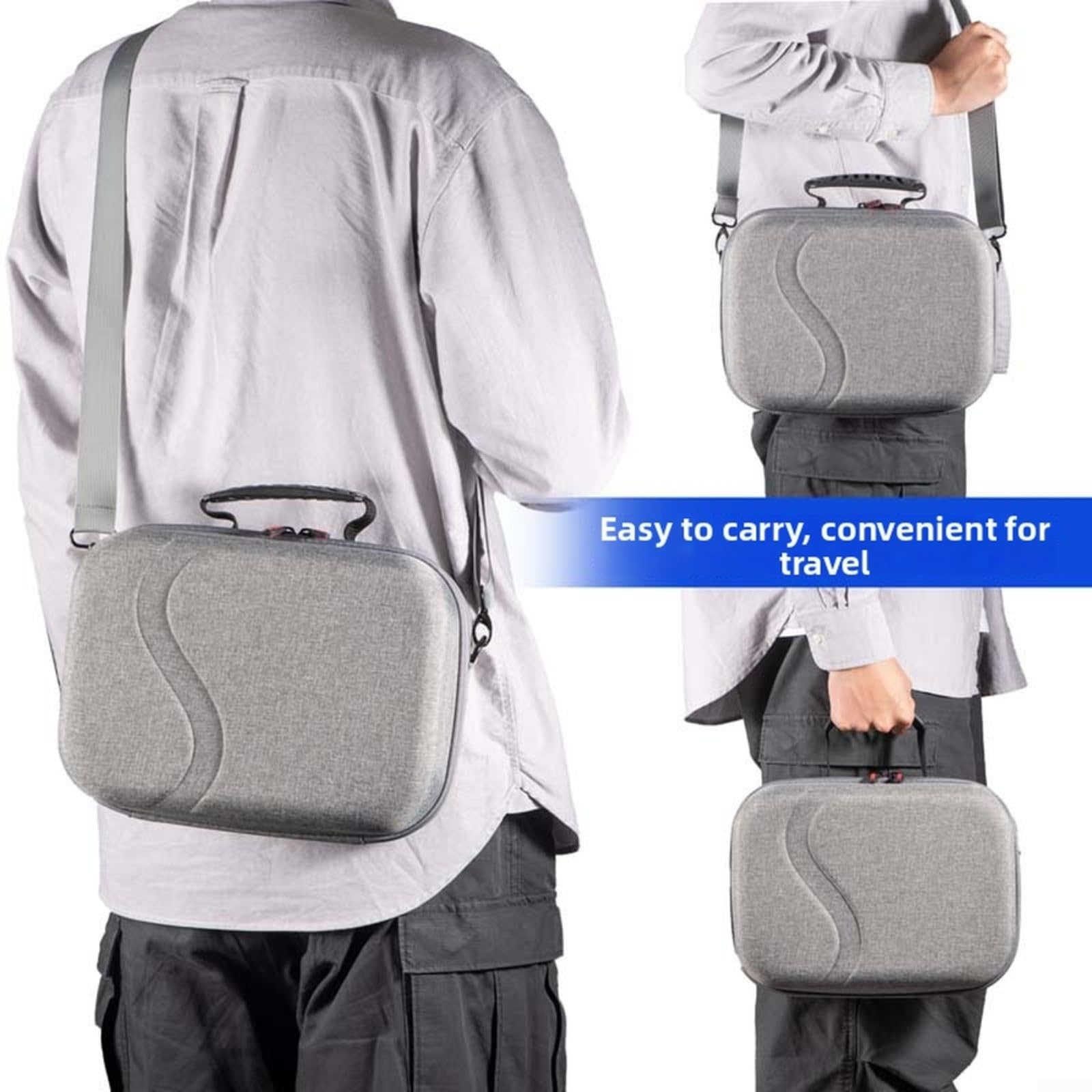 Custodia rigida per Meta 3S, borsa antiurto in EVA con scomparto per accessori per protezione da viaggio, nero grigio (nero)