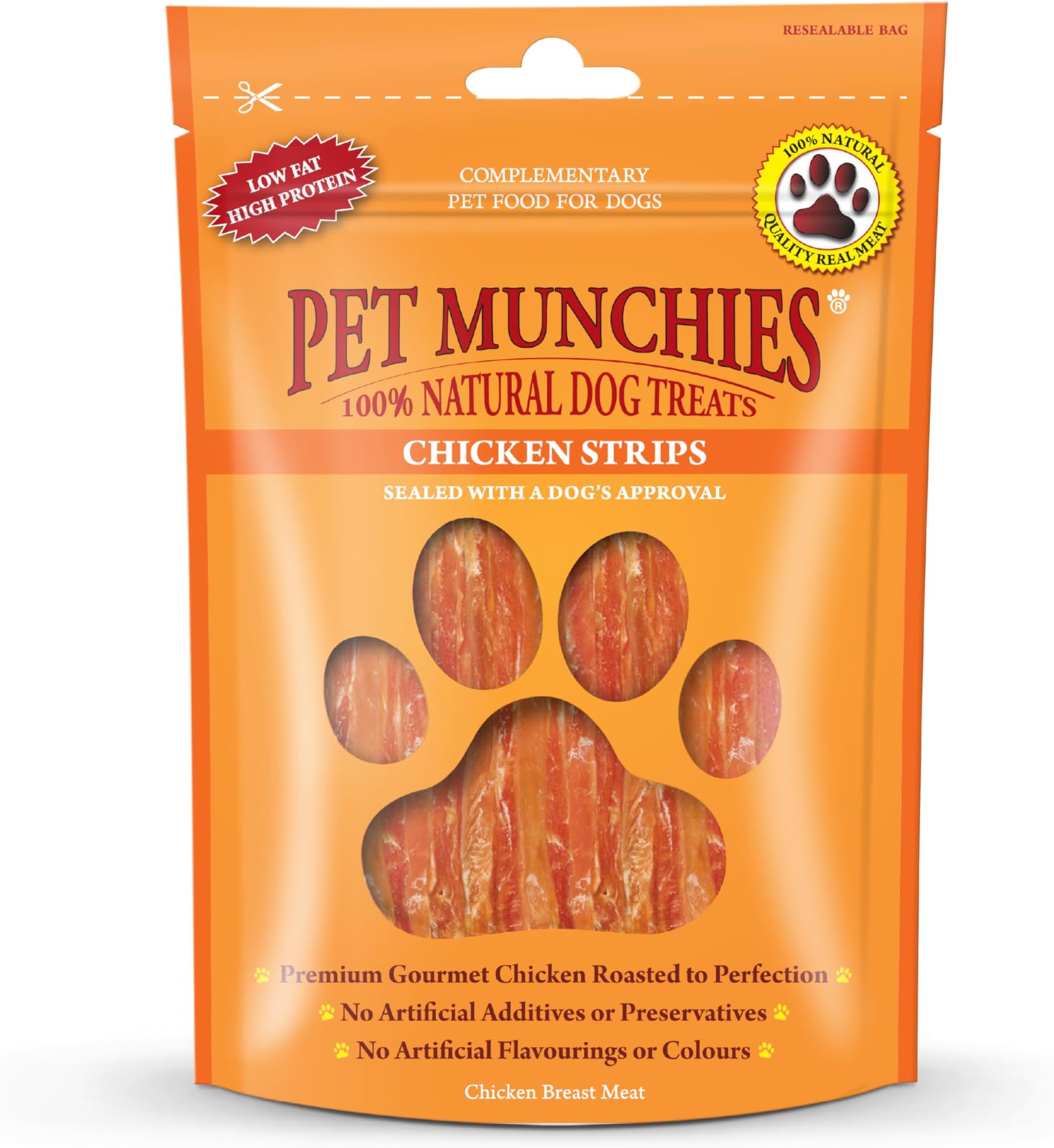 Chicken Strips Dog Treats, Premium Dog Chews with Natural Real Meat, Low in Fat and High in Protein 90g (Pack of 8)