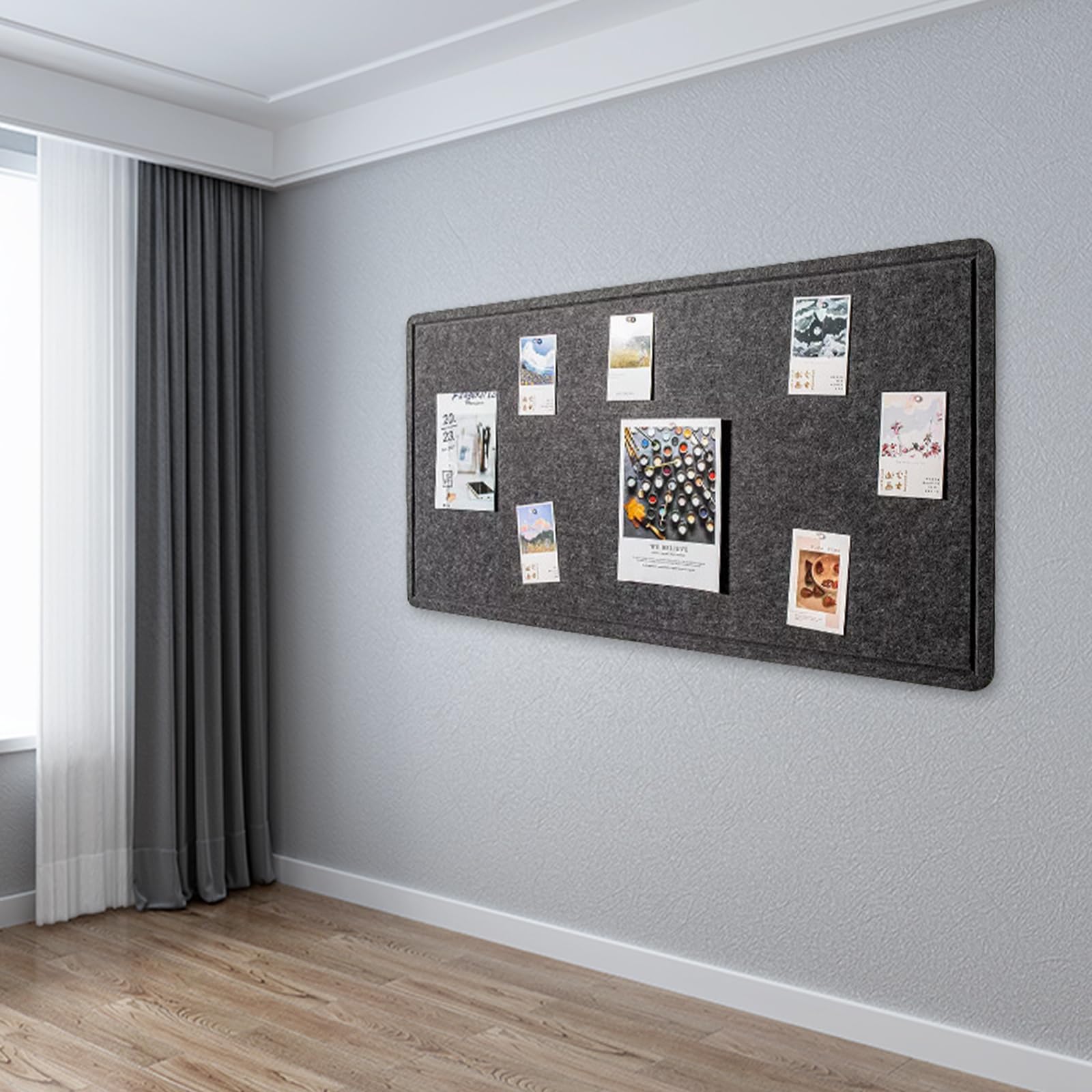 2 sztuki filcowej tablicy korkowej (80 x 120 cm), filcowa tablica korkowa z samoprzylepną tylną stroną do ścian, tablica memo, dekoracyjna czarna filcowa tablica do przypinania z zapięciem