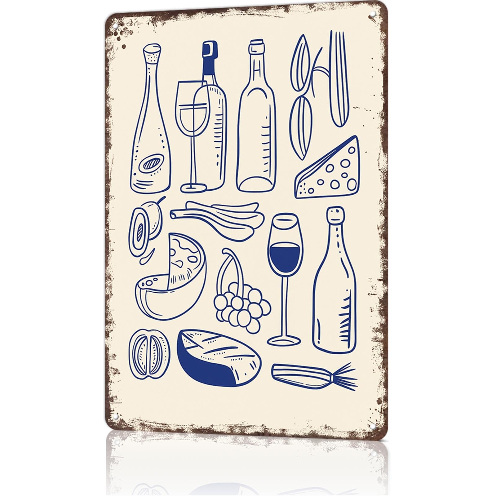 KWQDOZF Funny Metal Signs Poster 8x12inch Wine and Cheese Aluminum Sign Wall Art For Home Room Bedroom Office Decor