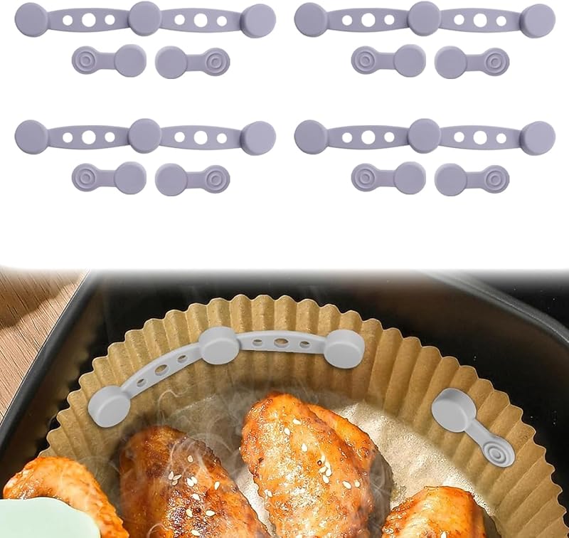 12Pcs Hebilla de Silicona Magnética Imanes Para Freidoras de Aire Resistente a Altas Temperaturas y Reutilizable Hebillas Magnéticas Accesorios para Airfryer para Sujetar Papel de Pergamino (gris)