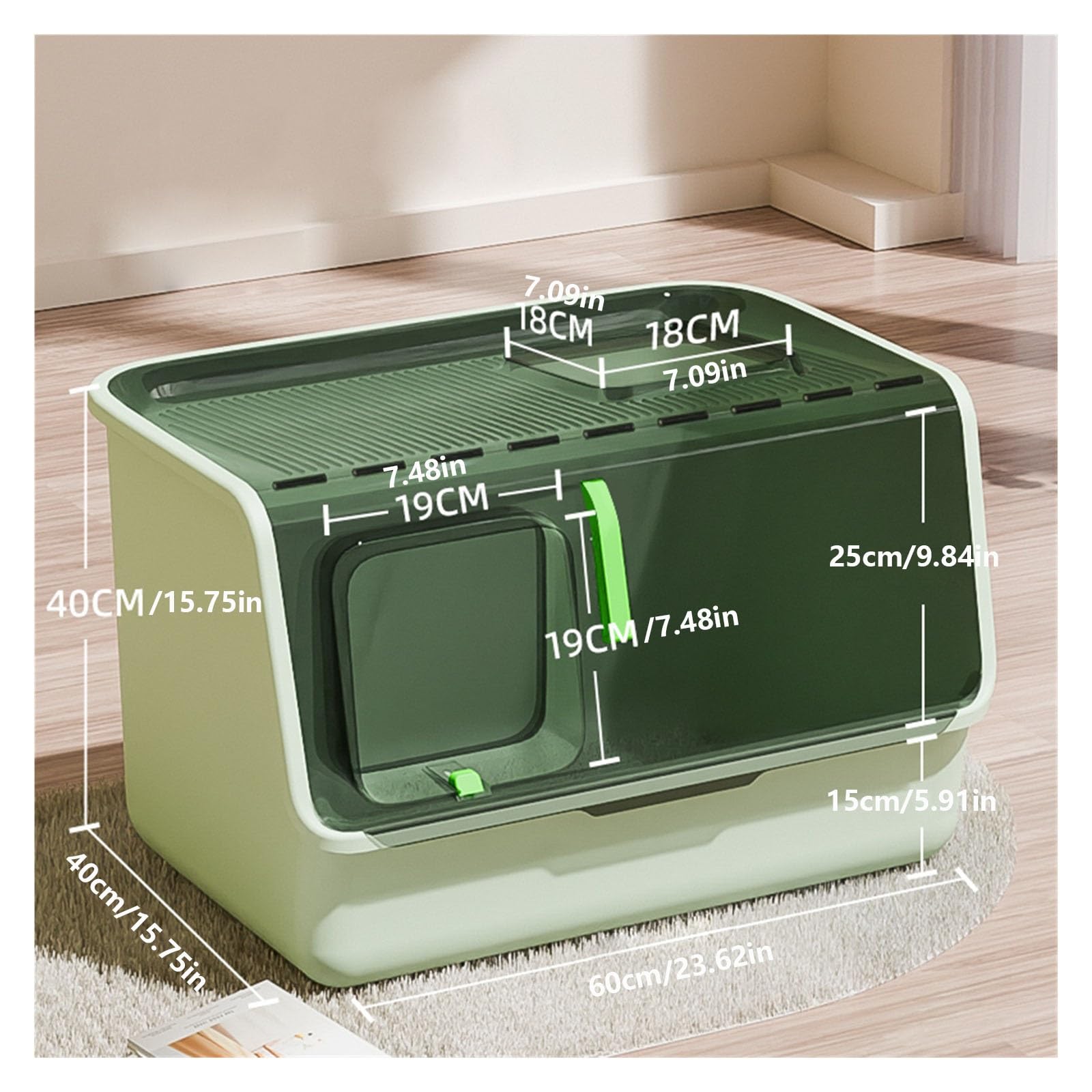 Lettiera per Gatti Lettiera for gatti completamente chiusa, toilette portatile for animali domestici con ampio spazio, ingresso frontale, uscita superiore, vasca for la pulizia dei gatti in plastica f