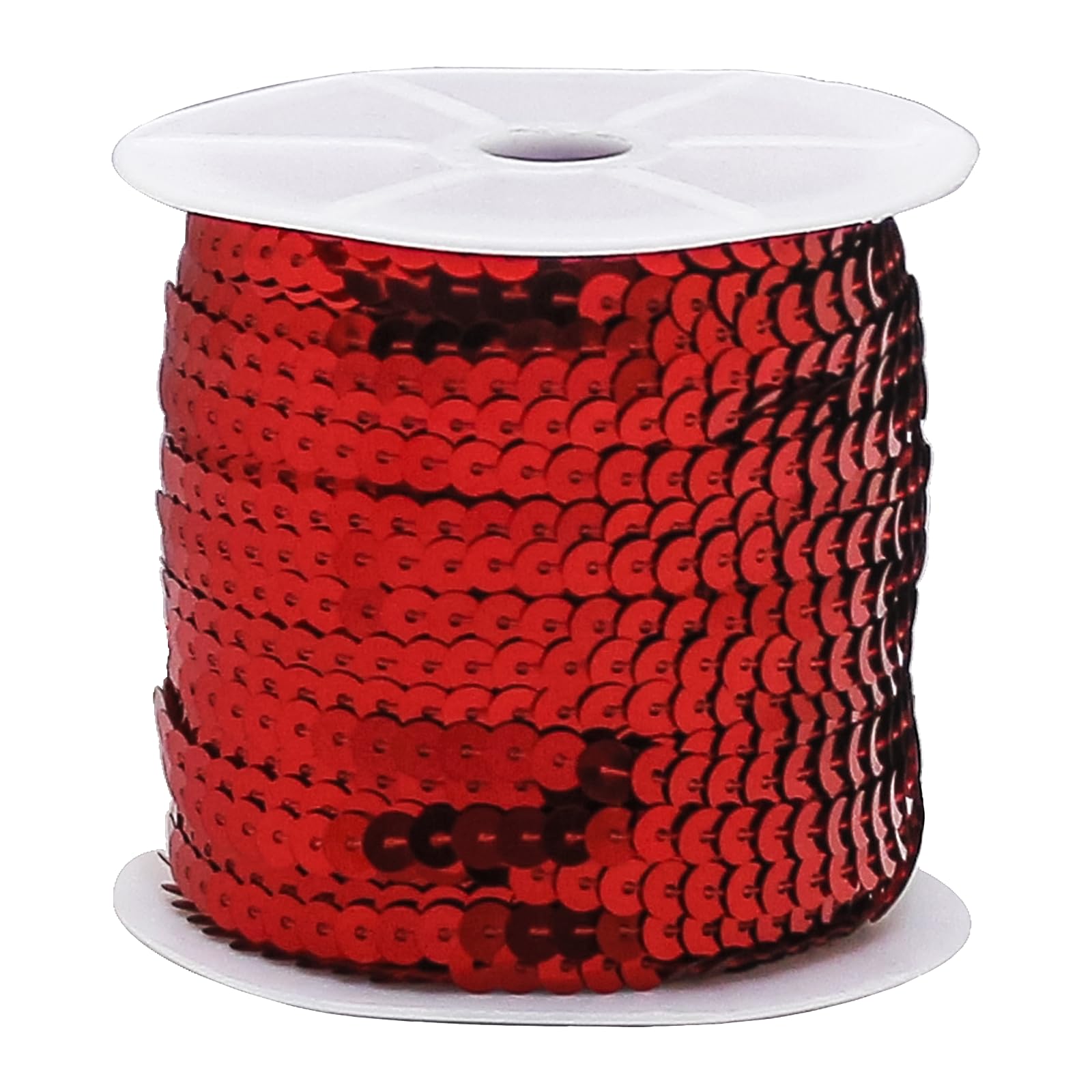 FQTANJU 6mm Spangle Round Sequins Trim, PVC, 100 Yards/Roll. (red)