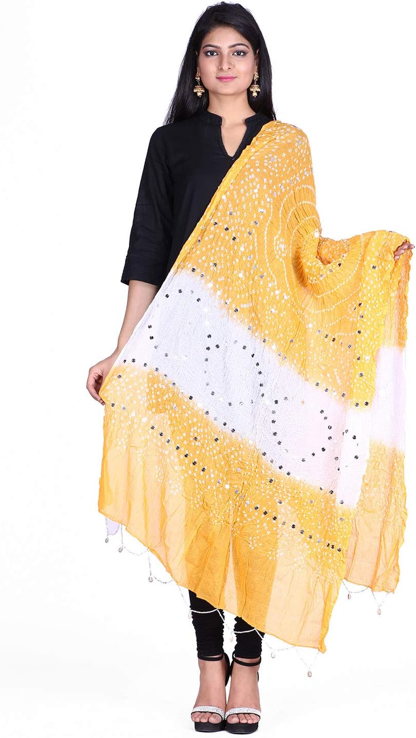 Soundarya Women's Ethnicwear Cotton Bandhej Handwork Dupatta