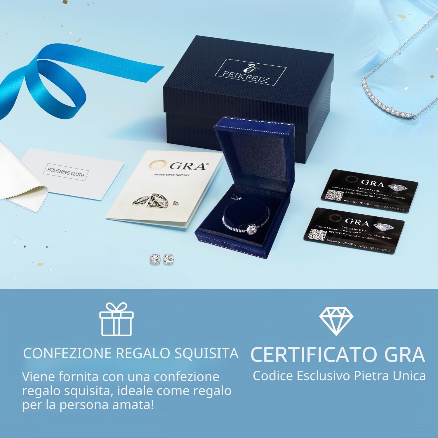 FEIKFEIZ Bracciale tennis in moissanite, diamanti moissanite coltivati in laboratorio da 5 mm, placcato in oro rosa 18K, bracciale regolabile in oro per donna, regalo di gioielli.