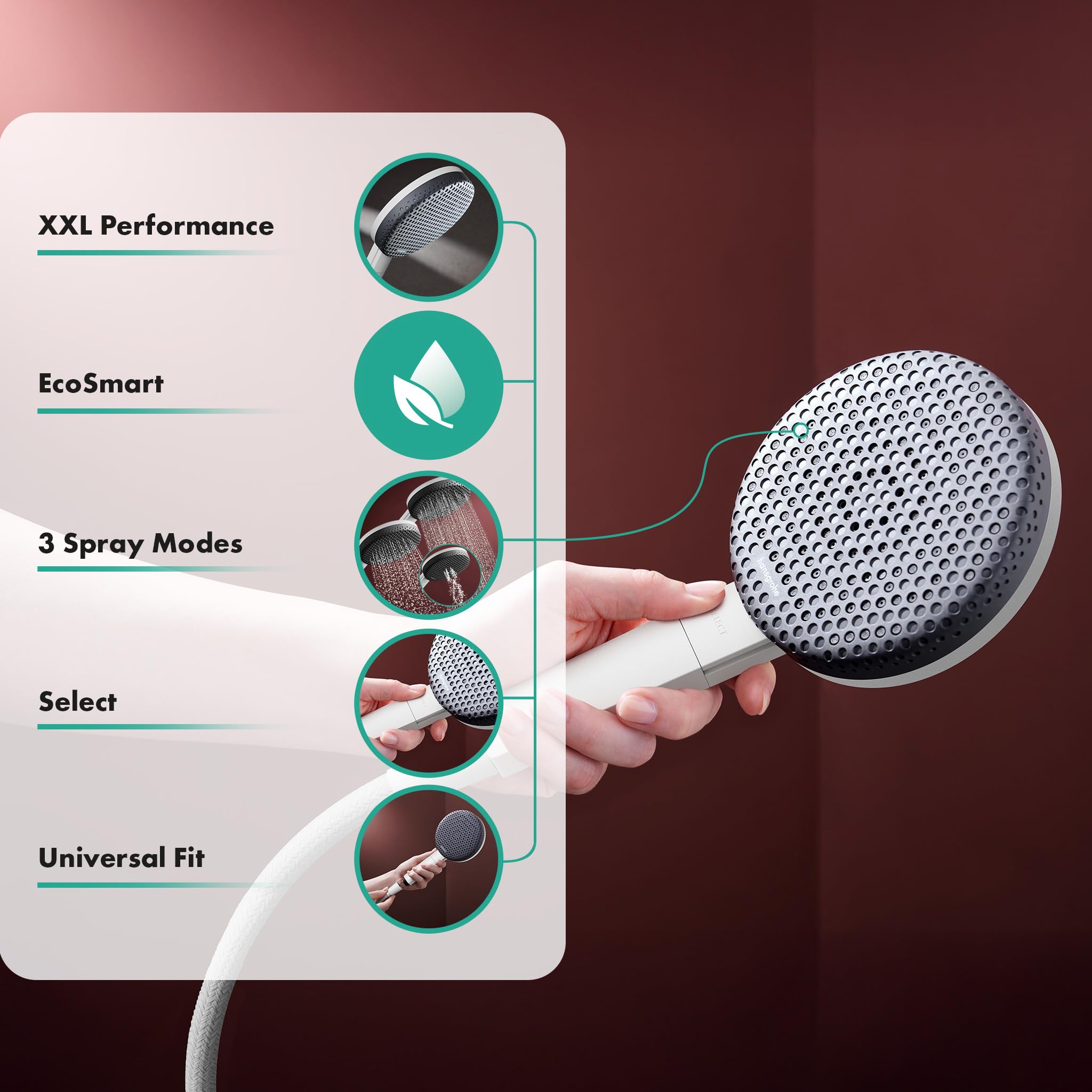 hansgrohe Raindance Alive Select S, Water-Saving Shower Head 7,1 l/min (EcoSmart) - Image 2