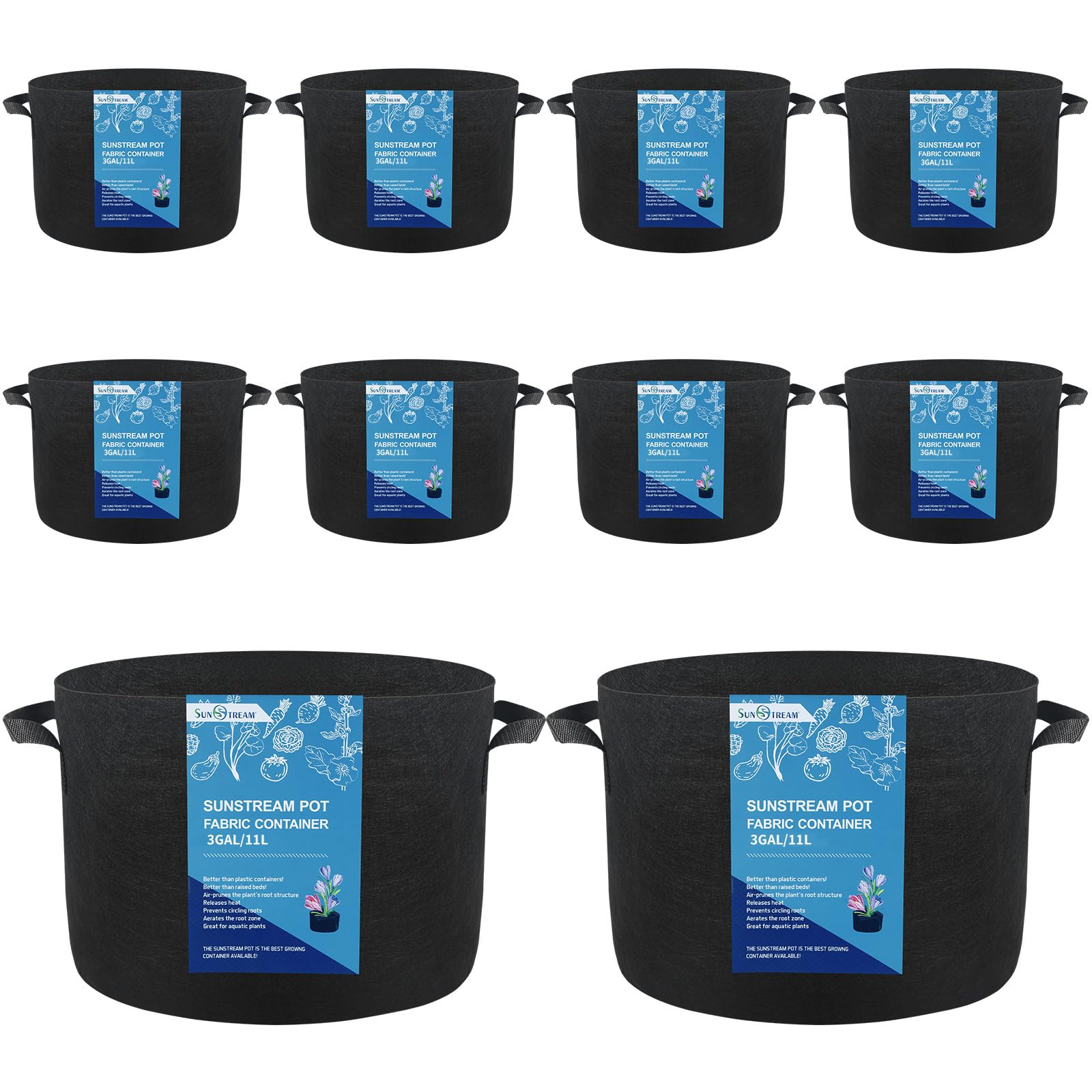 Lot 5 Sacs De Culture 40 L Non-Tissé – Grow Bags Jardinage Balcon Terrasse – Poignées Renforcées – Réutilisables