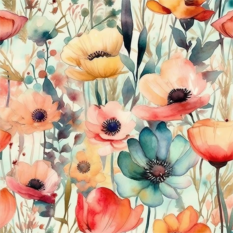 Snapklik.com : Vintage Red Orange Yellow Poppy Floral Flowers Peel And ...