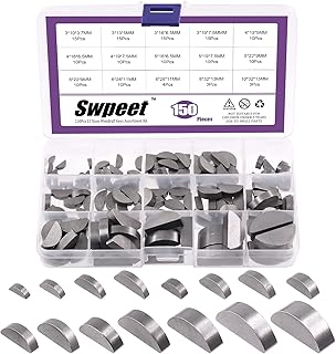 Swpeet Lot de 150 clés en bois de 15 tailles 3 mm, 4 mm, 5 mm, 6 mm, 8 mm, 10 mm, demi-lune - Assortiment de clés métriques pour fixations industrielles mécaniques